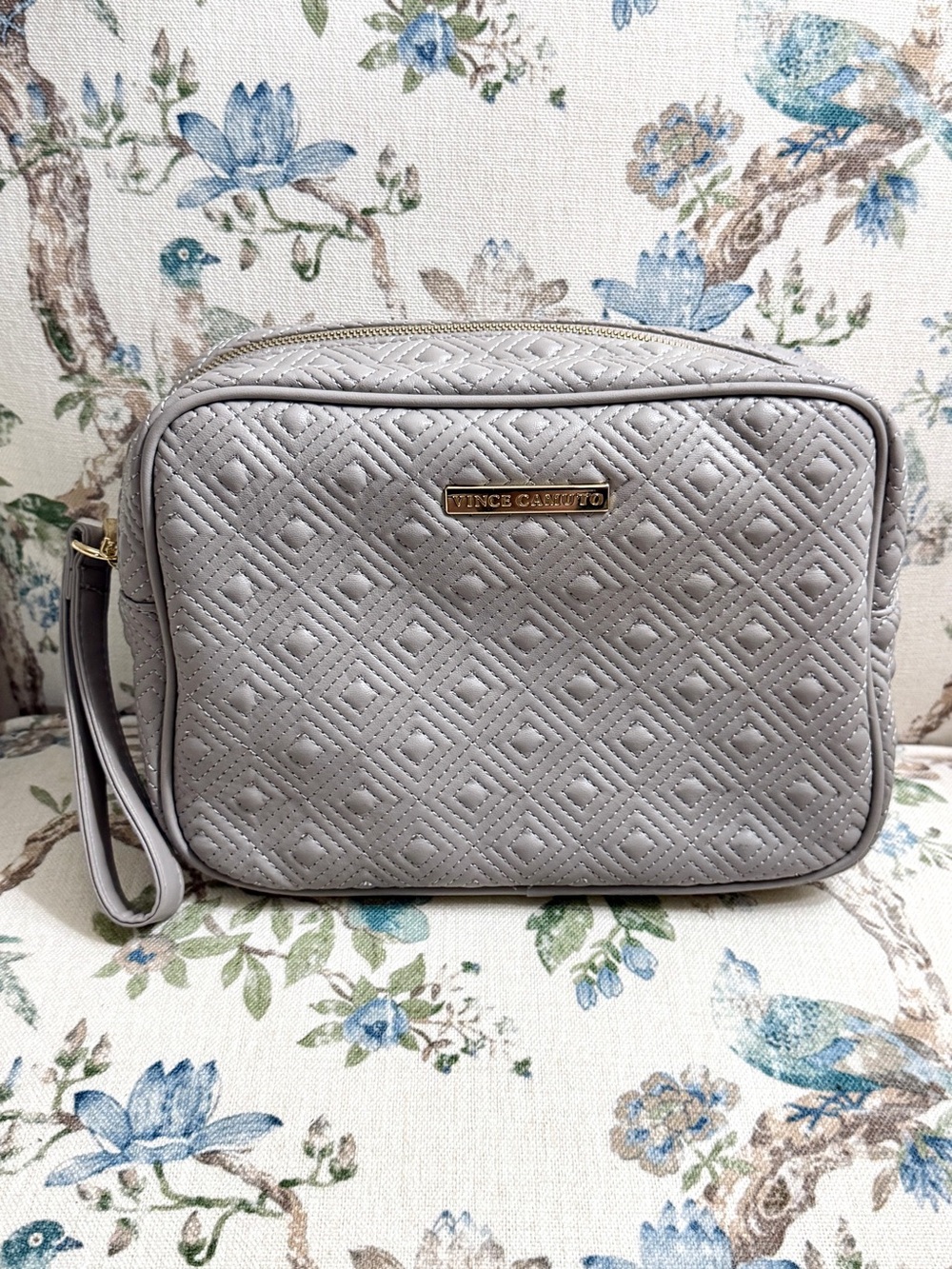 Vince Camuto Quilted Faux Leather Cosmetic Bag